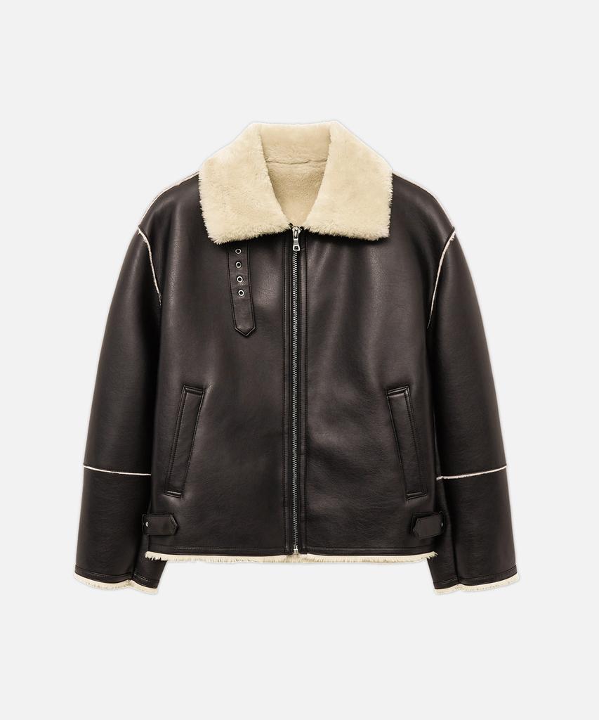 Draw Fit Oversized Line Shearling Jacket [Brown]