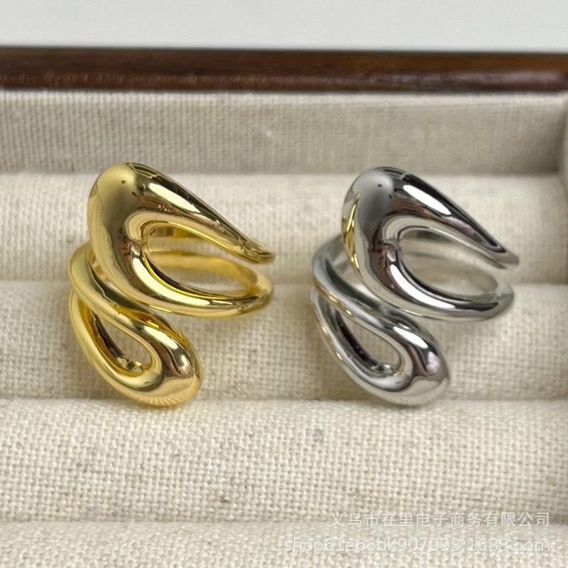 New Gold Color Smooth Ring Set For Women Punk Vintage Fashion Finger Open Rings For Party Wedding Jewelry Gifts