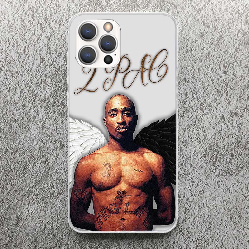 Rapper 2pac Singer Tupac Print Soft Case for iPhone 13 Pro Max 12 Mini 11 XS XR X SE 7 Plus Phone Shell 8 6 6S 5 5S Pattern Cove