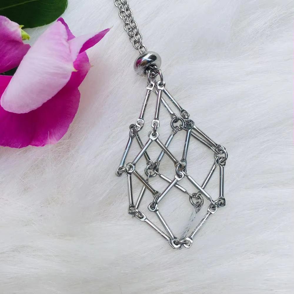 Stone Storage Crystal Cage Necklace Metal Chain Rhinestone Holder Necklace  Gifts