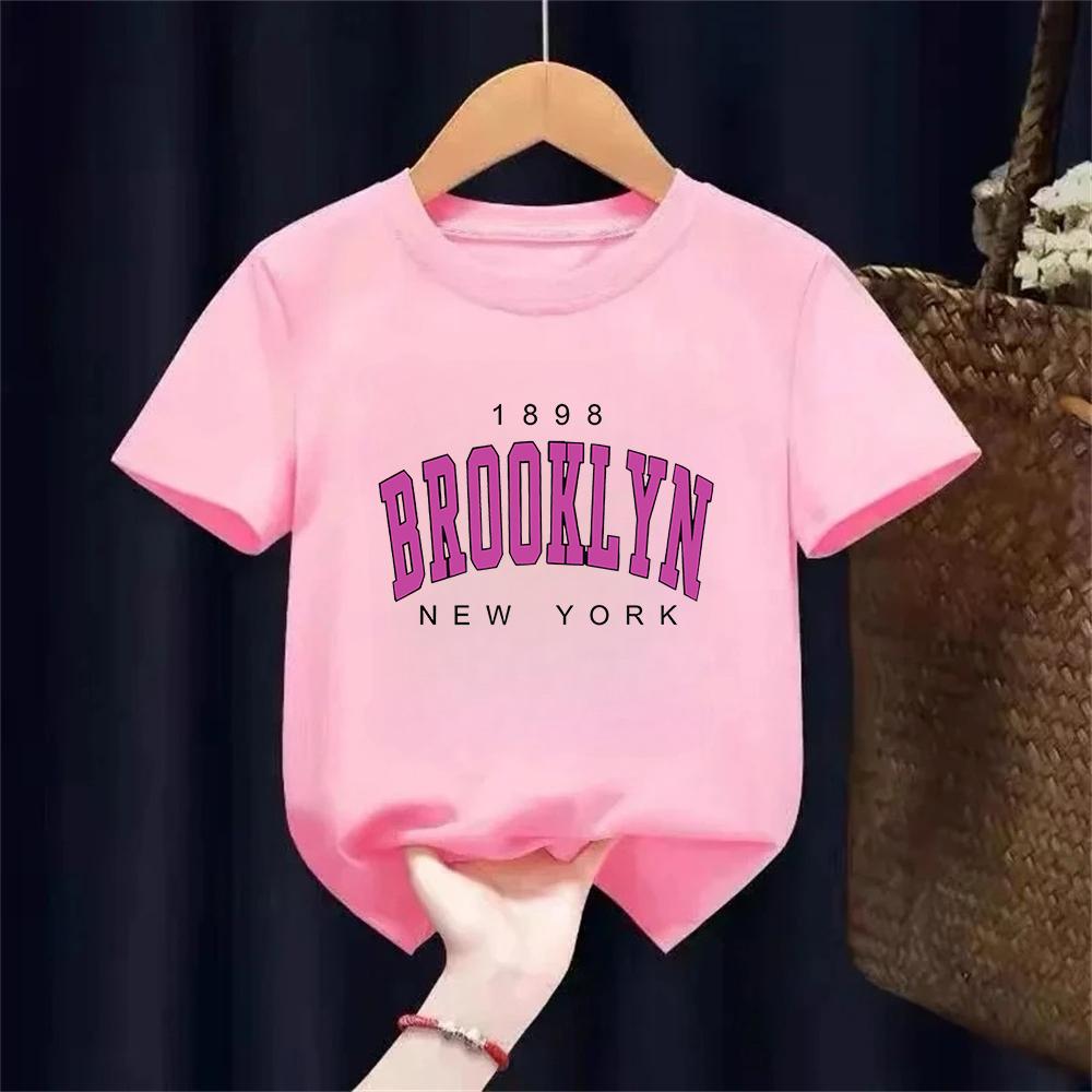 T Shirt Los Angeles Number 91 Brooklyn Graphic Round Neck Kids Tshirt Casual Girls Top