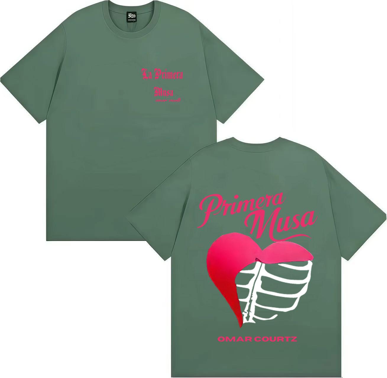 

Singer Omar Courtz Primera Musa 2025 Heart Humor T Shirt Men Tops Gothic Short Sleeve T Shirt Summer Oversized Tshirt Streetwear 3XL
