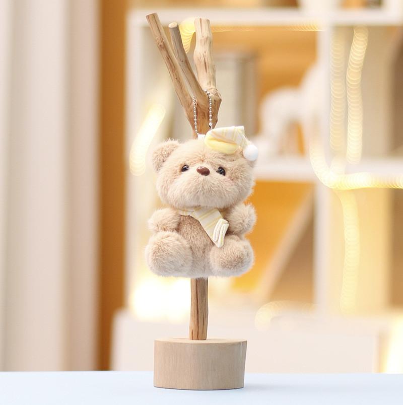 

Santa Hat Bear Plushie Soft Stuffed Animal Keychain For Holiday Decor Gift