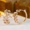 Vintage Cubic Zirconia Leaf Hoop Earrings for Women Luxury Gold Color Fashion Jewelry Accessories