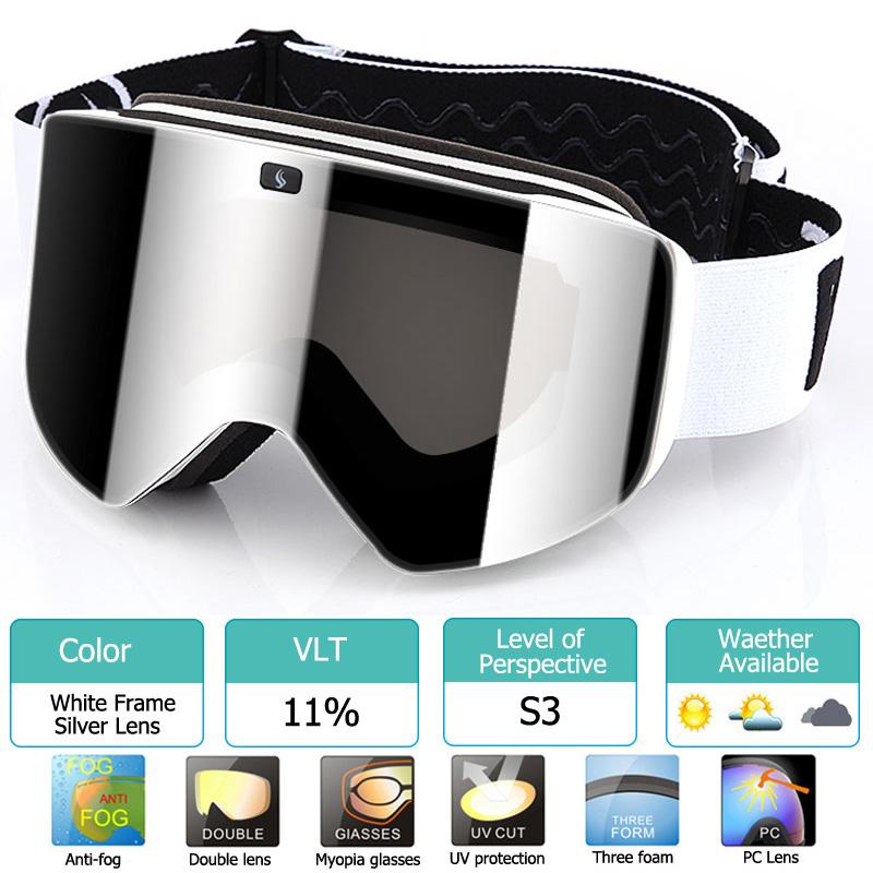 2023 New Double Layer Magnetic Ski Goggles Polarized Lens Skiing Anti-fog UV400 Snowboard Goggles Men Women Ski Glasses Eyewear