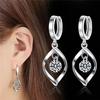 Women Korean Fashion Cute Elegant Vintage Simple Anti-allergy Zircon Crystal Diamond Knob Dangle Hoop Earrings Jewelry Love Gift