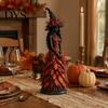 Spooky Halloween Party Decoration Autumn Witch Figurine, Fall Tabletop Statue with Leaf Harvest Home Decor Gown, Seasonal Resin for Mantel Shelf