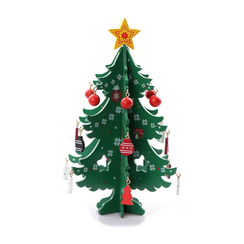 Mini Xmas Tree Model Delicate 3D Xmas Tree Table Decoration for DIY Holiday Gifts Green