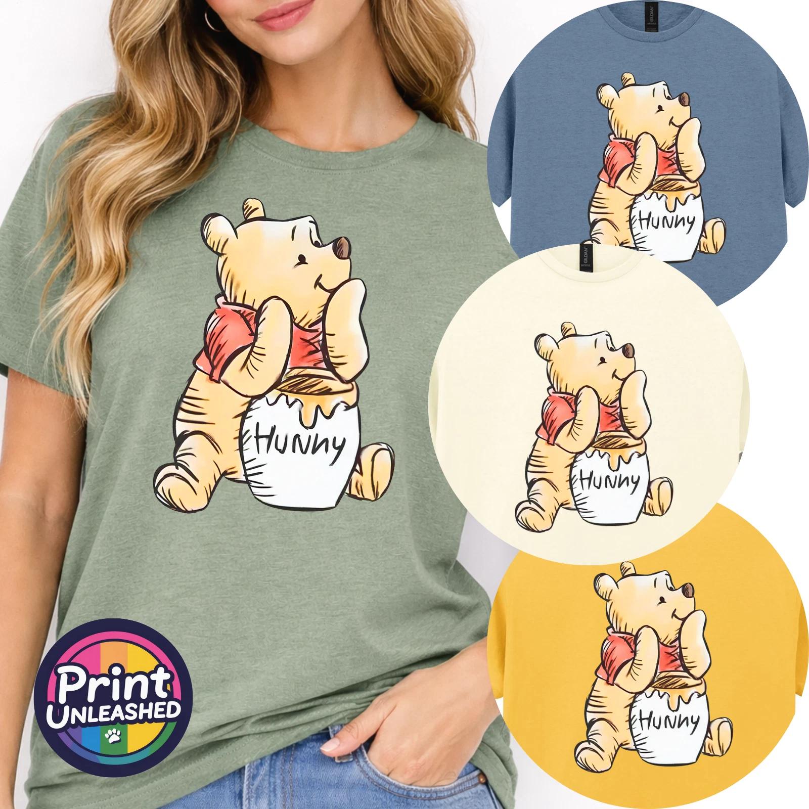 Classic Pooh & Hunny T-Shirt Cute Illustration Tee Gildan Cotton Unisex S-2XL M