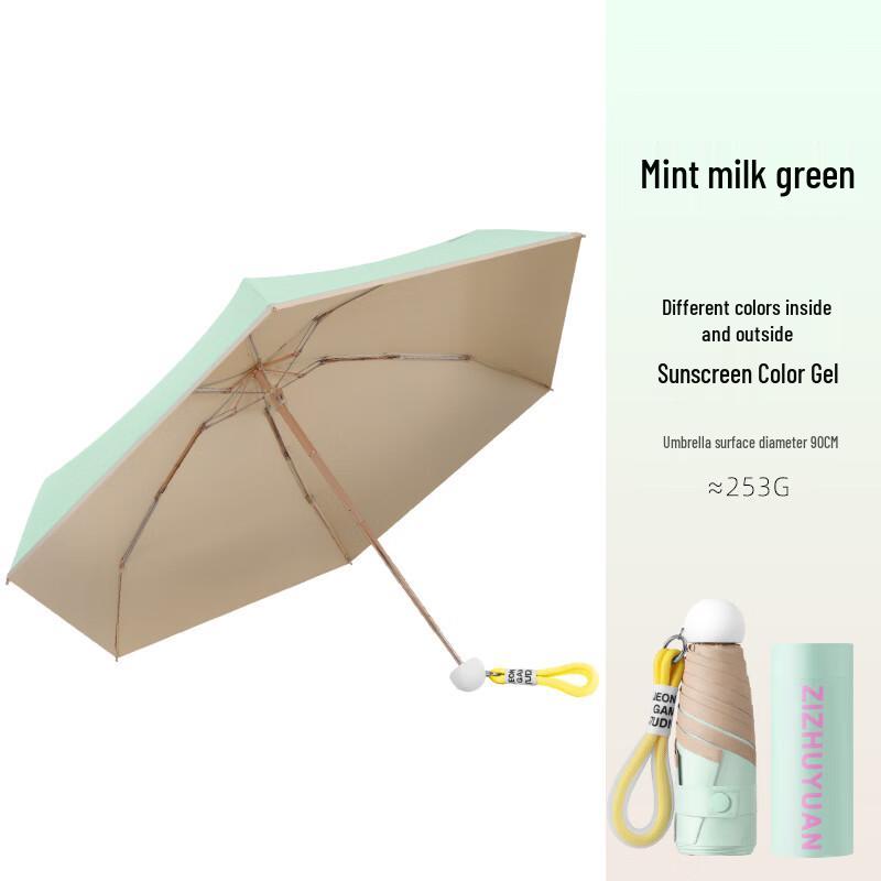 Compact 5-Fold UV Protection Capsule Umbrella