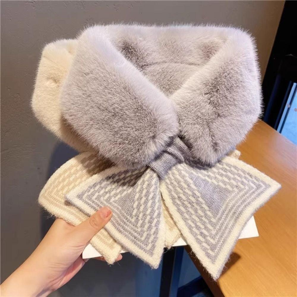 Faux Rabbit Fur Neck Scarf Thicken Plush Scarf Cute Neck Warmer  Cold Weather