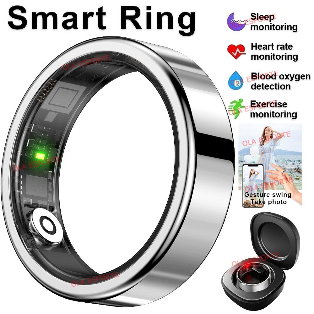 Anello Intelligente Monitoraggio Ossigeno nel Sangue Frequenza Cardiaca Sonno Smartring Impermeabile IP68 e 5ATM Modalità Multisport Smartring Uomo Donna