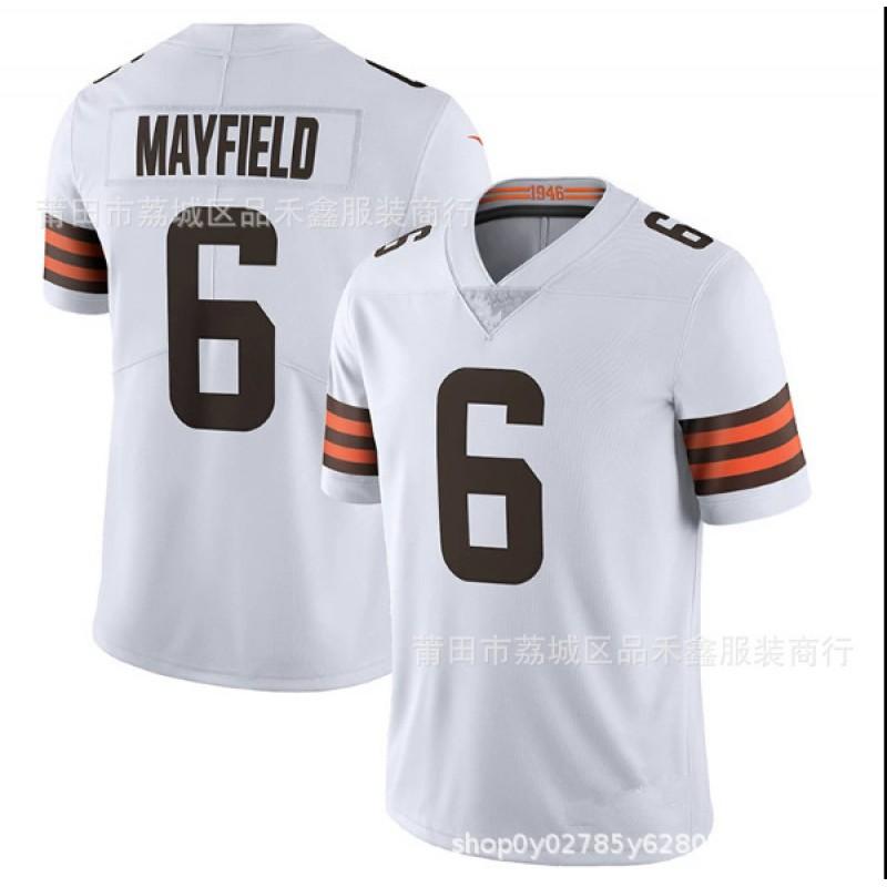 NFL Cleveland Browns Camiseta de Fútbol Chubb 24 Mayfield 6 Garrett 95 Algodón Uniforme Deportivo Hombre Mujer