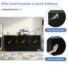 Wohnzimmer Sideboard (35 x 160 x 60 cm), Schrank mit 3 Türen, Hochglanz-Stauraum, 6 Regalfächer, Breit, Schwarz, Spanplatte, Leicht zu reinigen