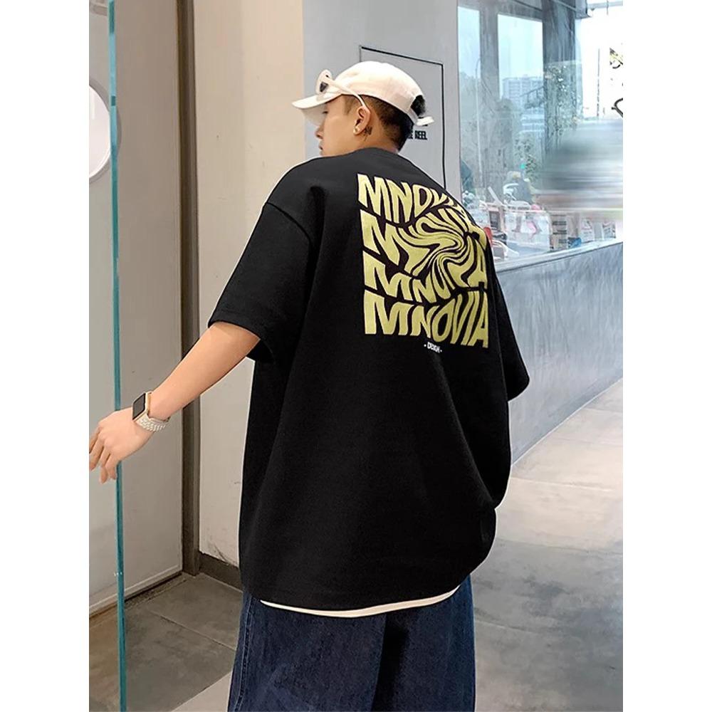 Letter Graphic Men's T-shirts Quality Cotton Clothing Fashion Hip Hop Streetwear Summer New Male Short Sleeve Tees Harajuku Tops