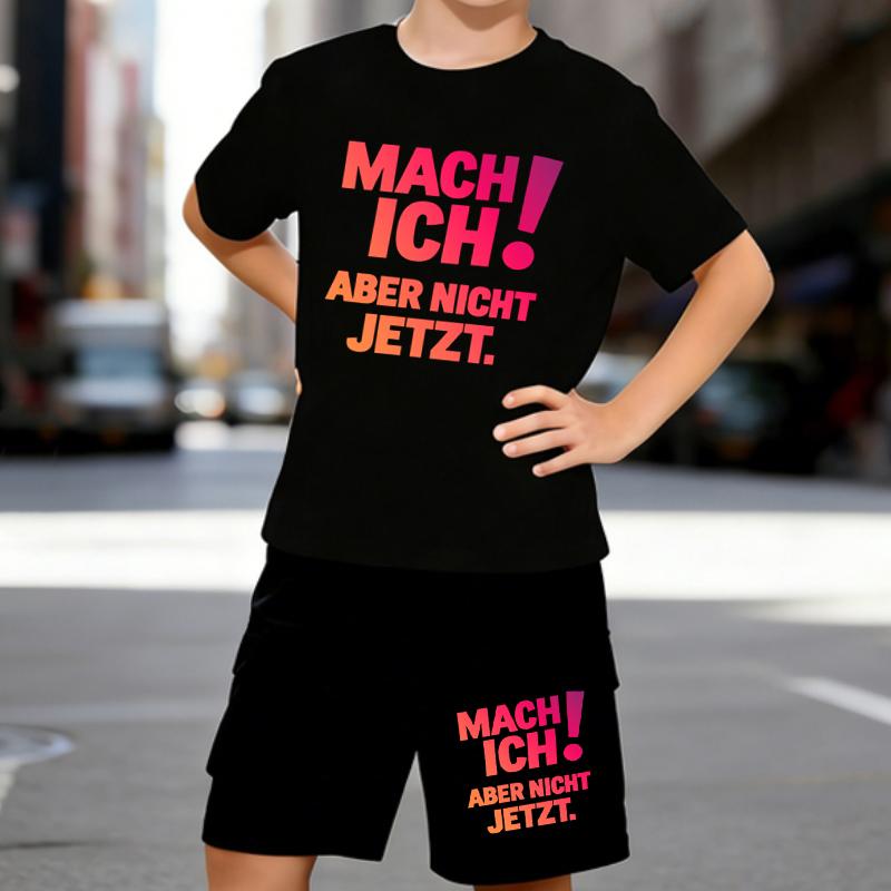 

Boys 2 Piece Humorous Procrastination Printed Outfit, Short Sleeve T-Shirt and Shorts Set for Kids Age 5-14,white Sporty Casual Summer Clothes 5-6 Years чёрный