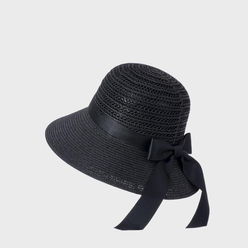 Summer Straw Sun Hat Women's Bow Outdoor Seaside Vacation Sunscreen Hat