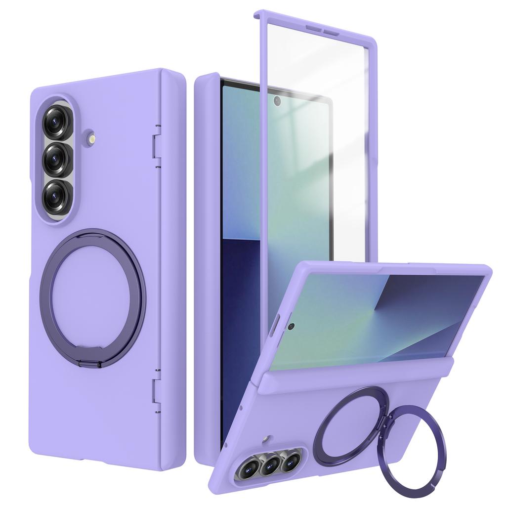 360° Rotating Magnetic Bracket Holder Hinge Magsafe Case for Samsung Galaxy Z Fold 7 6 Tempered Screen Glass Film Protect Wireless Charging Hard Cover