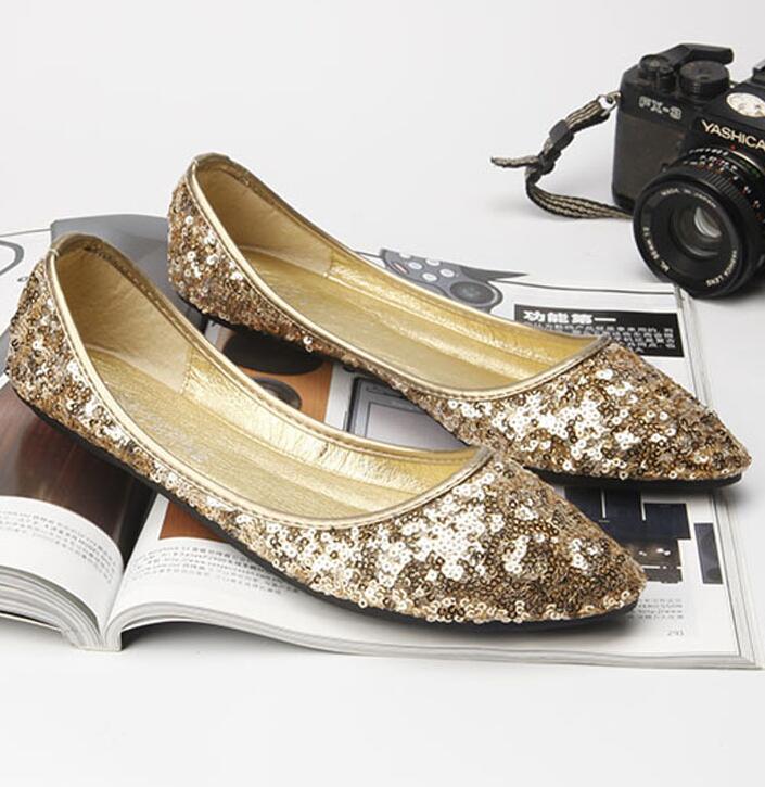 

Модные золотые блестящие одинарные мокасины большого размера с неглубоким острым носком, слипоны, ленивые лоферы, блестящие пайетки, мягкие эспадрильи, женская обувь 7.5 золотой