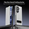 Plain PU Leather Flip Phone Case with Metal Kickstand for Samsung Galaxy Z Fold 4 5 6 7 8 Ultra - Protective Cover with Stand