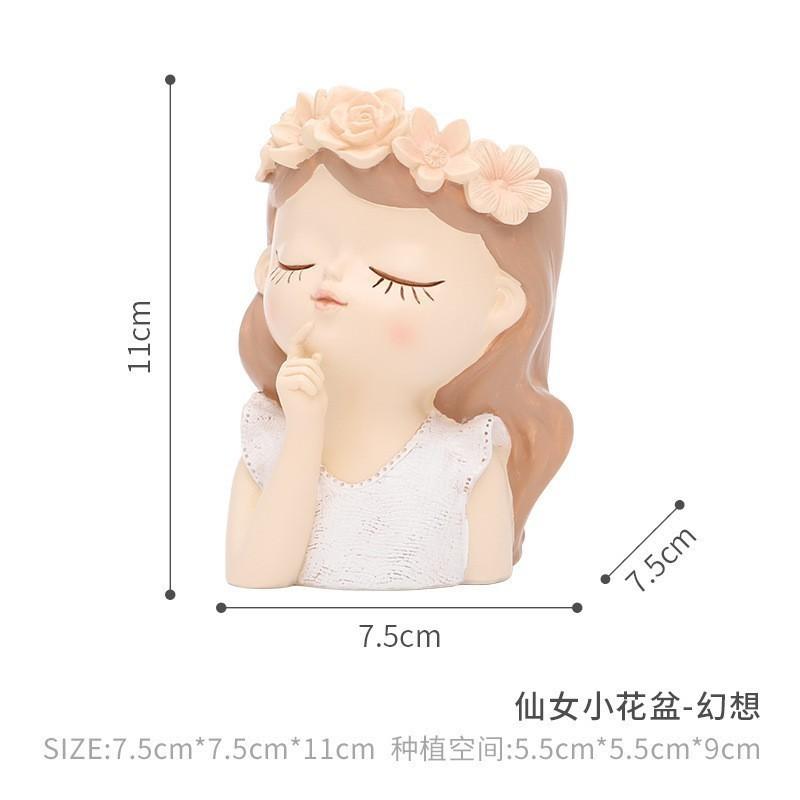 Charming Resin Succulent Planter Adorable Girl Flower Pot For Home And Garden Decor