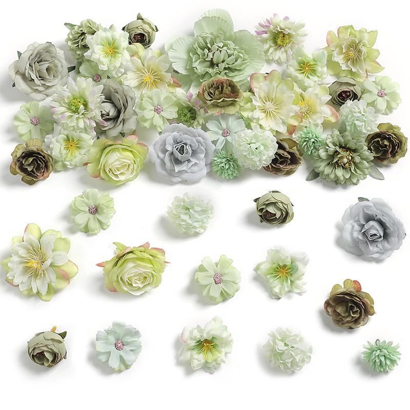 18/21Pcs Multicolor Mixed 5cm Artificial Flowers Silk Rose Fake Flowers for Home Wedding Decor DIY Craft Flower Wall Accessory