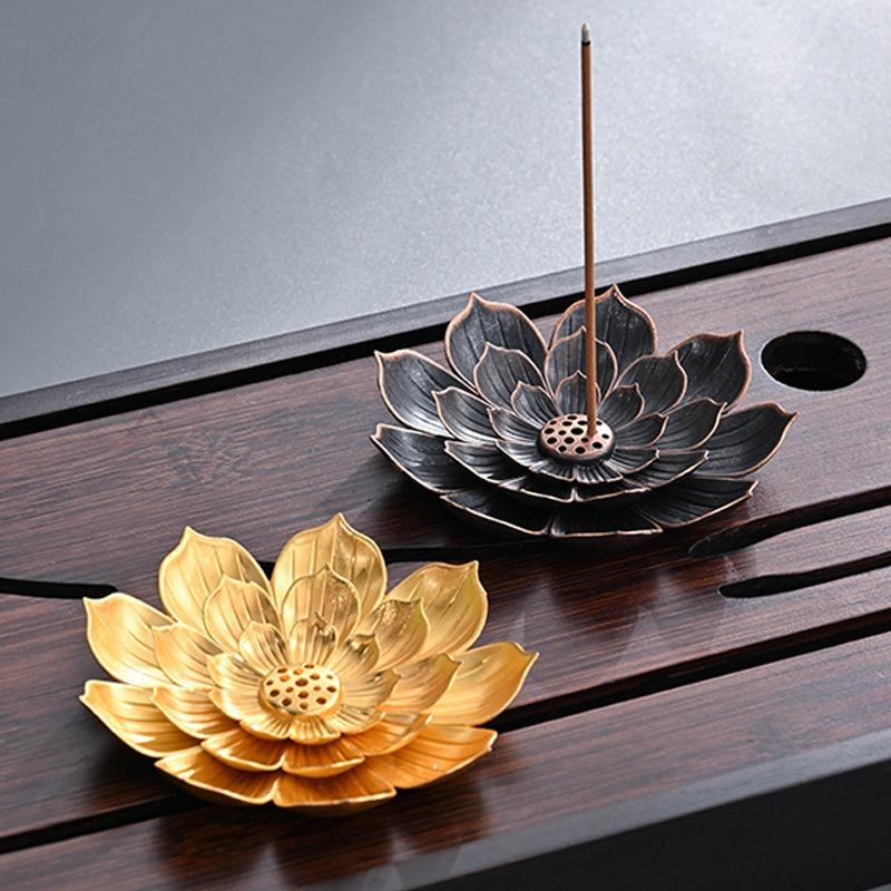 1pc Incense Holder Zen Aroma Tools Kung Fu Tea Accessory Lotus Base Multi Hole Ceramic Stick Stand Elegant Decor