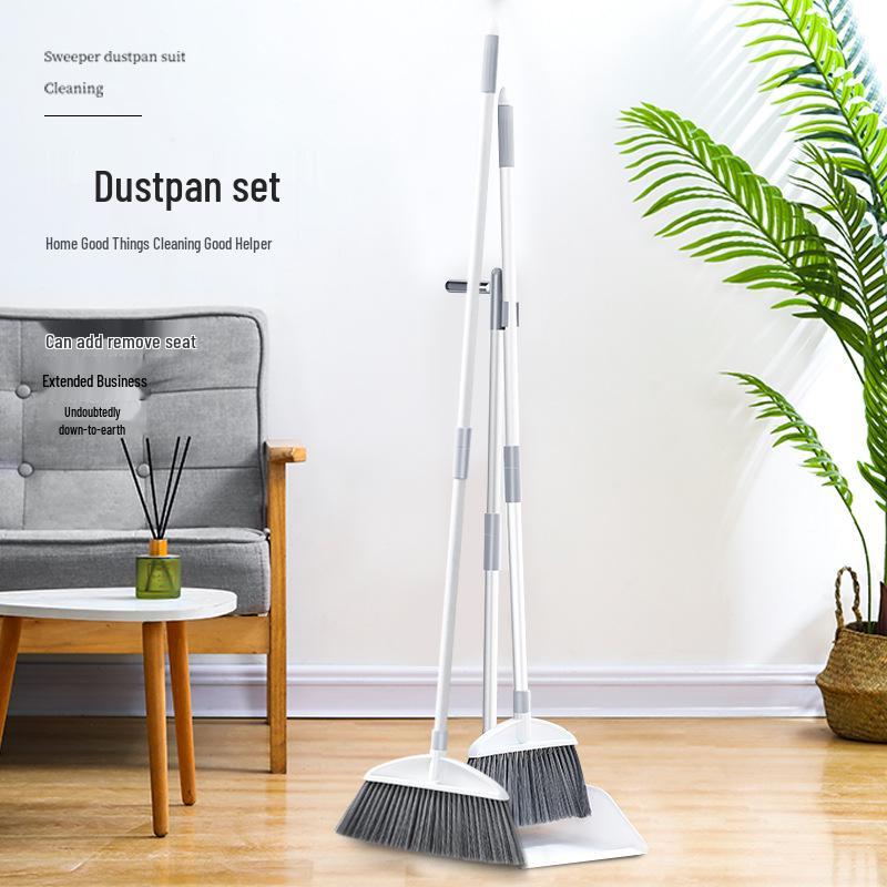 Soft Bristle Indoor Broom and Dustpan Set for Hair and Floor Sweeping
