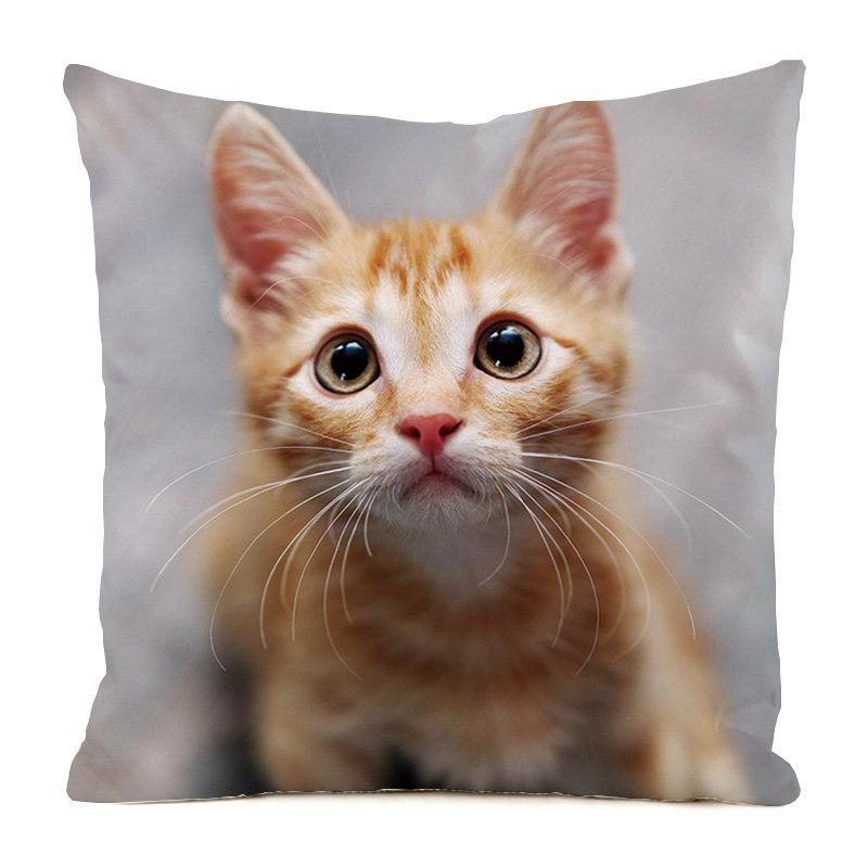 The cute cats from Northern Europe Digital printing short plush pillow covers for car sofa office cushion cover home goods