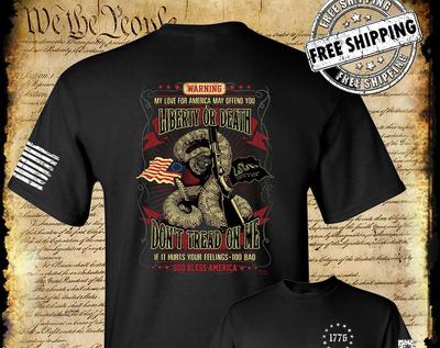 Liberty or Death Don't Tread on Me Klapperschlange Schrotflinte 2-seitiges T-Shirt 1776