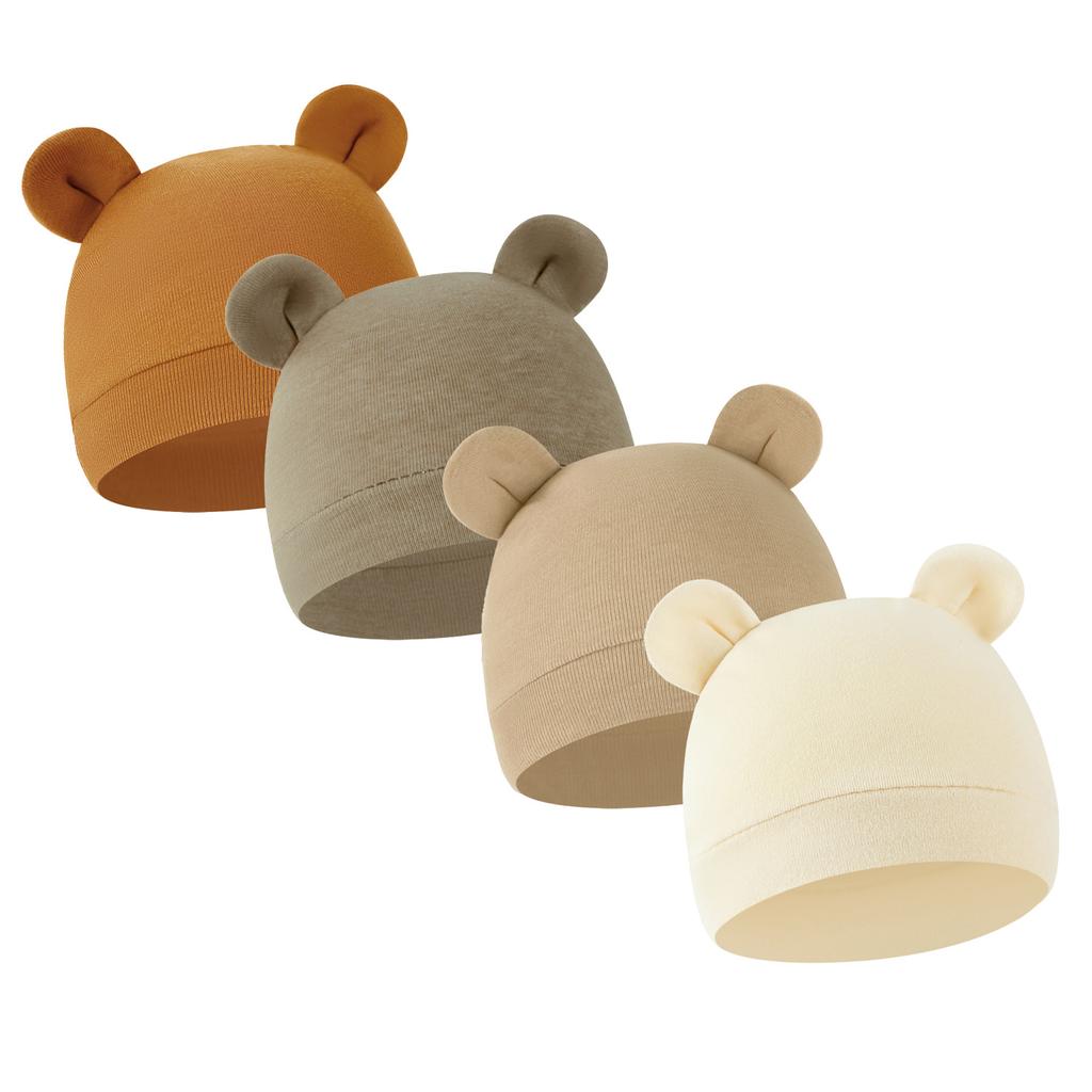 Newborn Baby Solid Color Single Layer Mickey Hat Cute Ear Pullover Cap for Baby Boys Girls