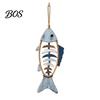 Wear Resistant Courtyard Pendant Wooden Fish Wall Hanging With/Without LED Light, Nautical Decor, Coastal Theme Fishbone Crafts for Garden Decoration