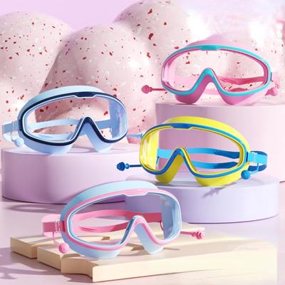 Kinderschwimmbrille für Mädchen und Jungen, großer Rahmen, wasserdicht, beschlagfrei, hochauflösende transparente Schwimmbrille für Studenten und Babys