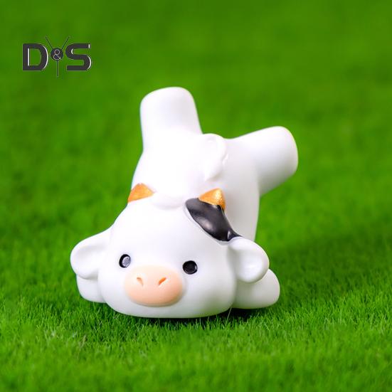 6Pcs Mini Dairy Cow Figurine Resin Tiny Cattle Ornament Miniature Animal Statue Toy Fairy Garden Microlandscape Desktop Decoration