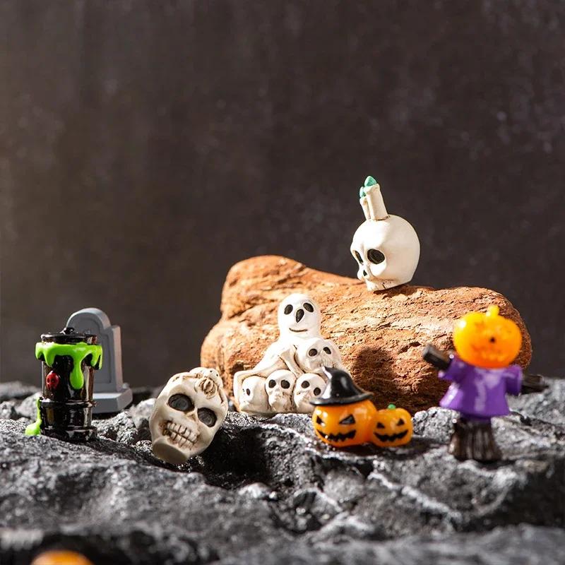 Micro Landscape Halloween Resin Decoration Mummy Ghost Pumpkin Figurines Home Decor Desktop Small Ornaments Miniatures Crafts
