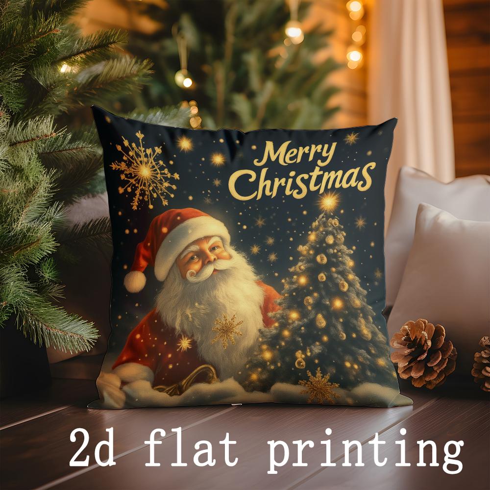 Home Decor Merry Christmas: Santa, Deer & Snowman Pillows Pattern Cushion Cover Suitable for Sofa Bedroom Car Pillow Cover