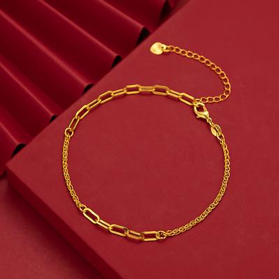 Fashion Women's Ins Cold Wind Thin Bracelet Japanese and Korean Women's Sand Gold Plated 18k Gold Thin Bracelet
