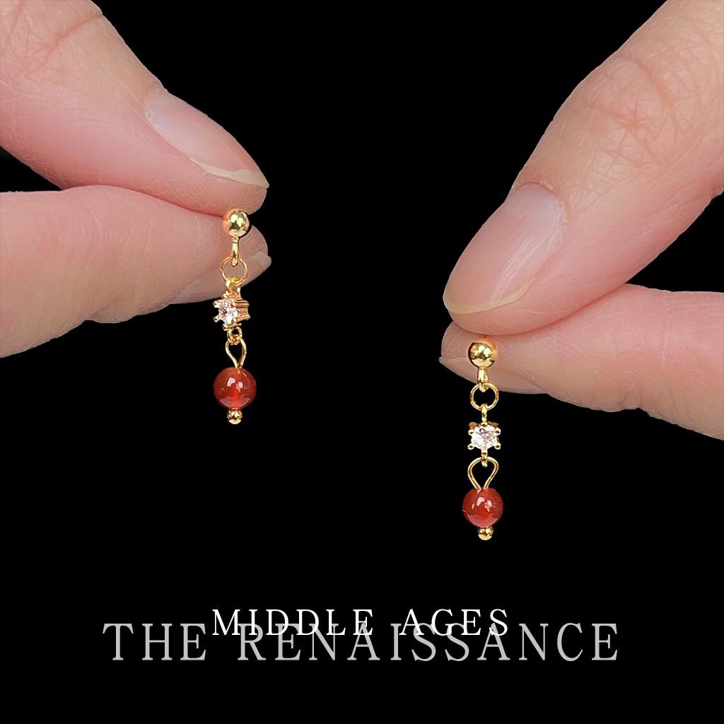 Vintage agate zircon fringed earrings French court temperament earrings