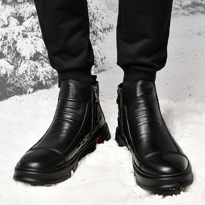 Men Boots 2024 Men Business Ankle Boots High Quality Men Winter Snow Boots Genuine Leather Mens Slip On Low Top Motorcycle Boots