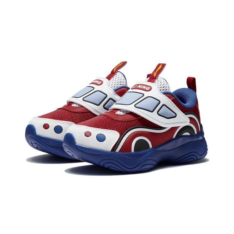 Li Ning Childrens Starry Comfort Sports Non-Slip Shock Absorbing Wear-Resistant Casual Shoes Kids Casual Shoes White Red YKNS024-5