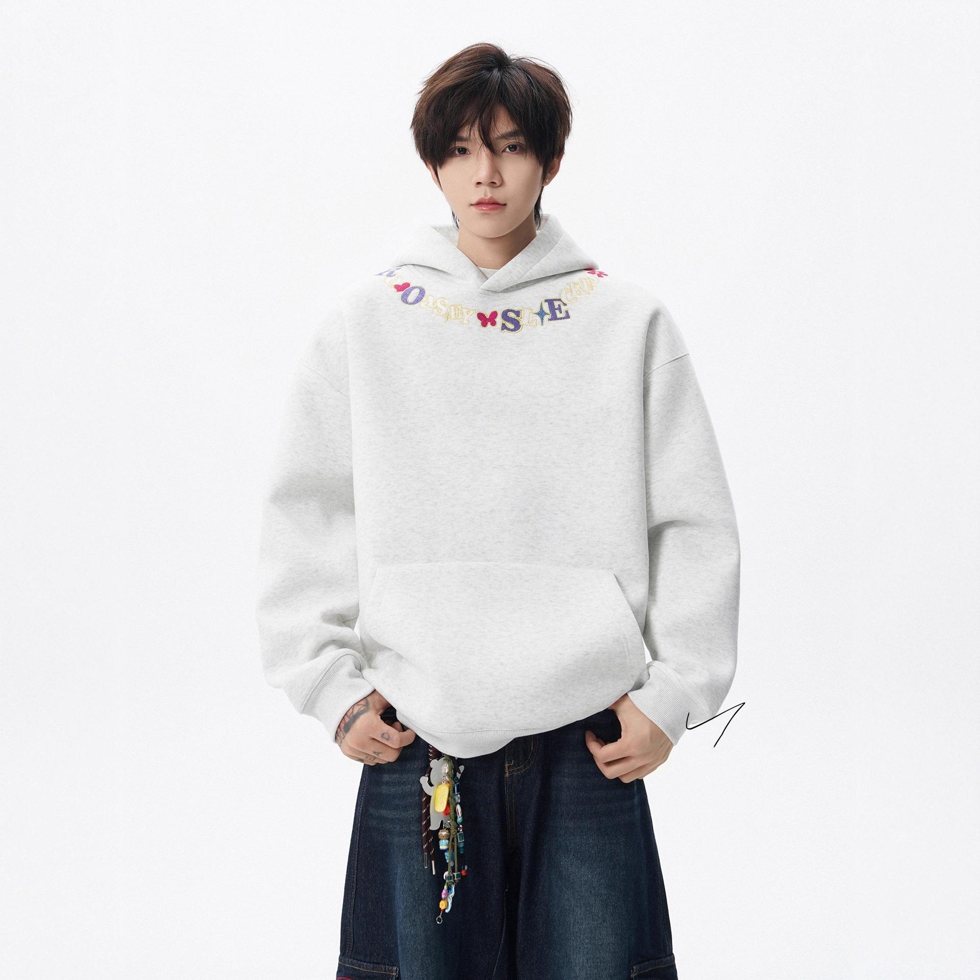 

Ретро ожерелье с принтом букв, толстовка с капюшоном для мужчин и женщин на осень и зиму, свободная, стройнящая, плюс бархатная толстовка для подростков XXXL