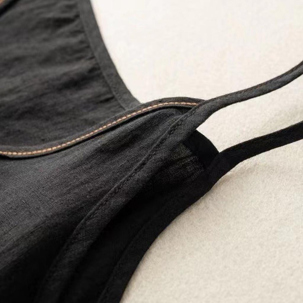 Women's Camisole V-neck Top With Sleeveless Cotton Linen Base