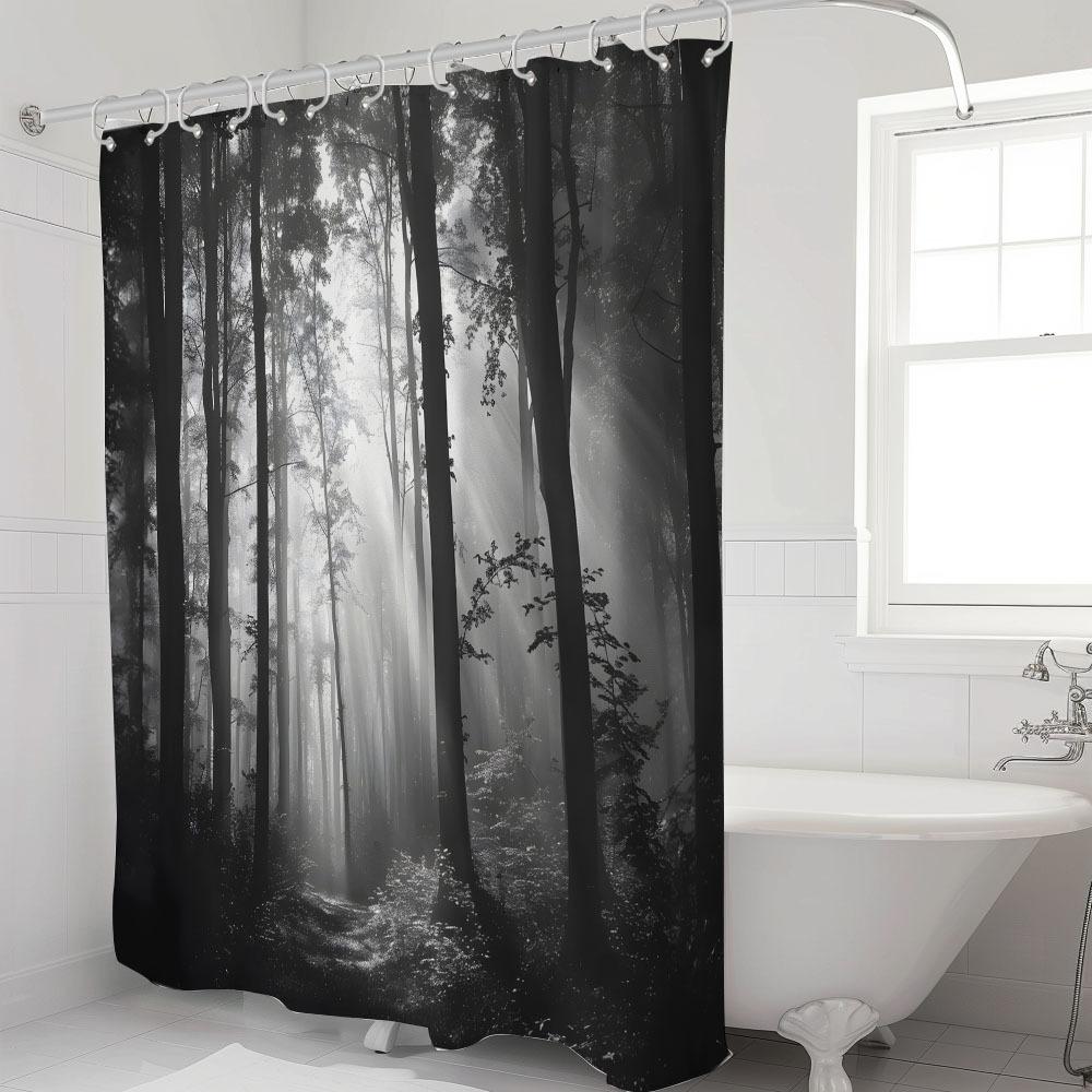 Diverse Style Shower Curtain With Hooks Easy Hang Waterproof Easy Clean For Home Hotel Apartment Bathroom