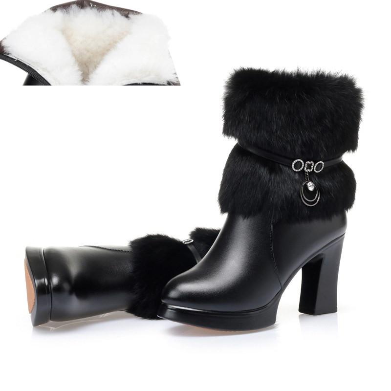 Fashion AIYUQI Women Winter Boots 2025 New Round Toe Fashion Women's Fashion Boots Natural Wool Lining Rabbit Fur Women Ankle Boots