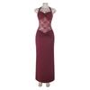 2026 Neck Sexy Slim Fit Solid Color Lace Splicing Sleeveless Tight Hip Wrap Dress