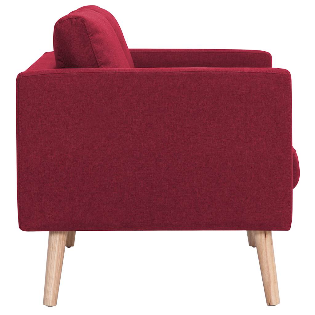 3 Seater Sofa Fabric Burgundy Red