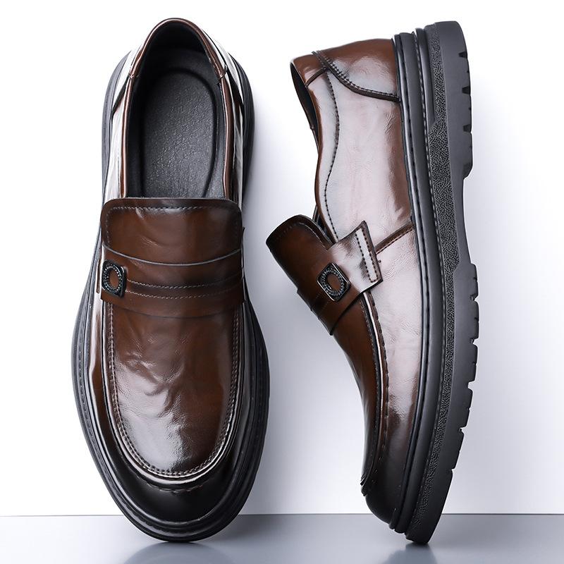 Spring Autumn British Style Dress Shoes for Men New Designer Fashion Cow Leather Shoes Male Solid Color Lace Casual Shoes Man