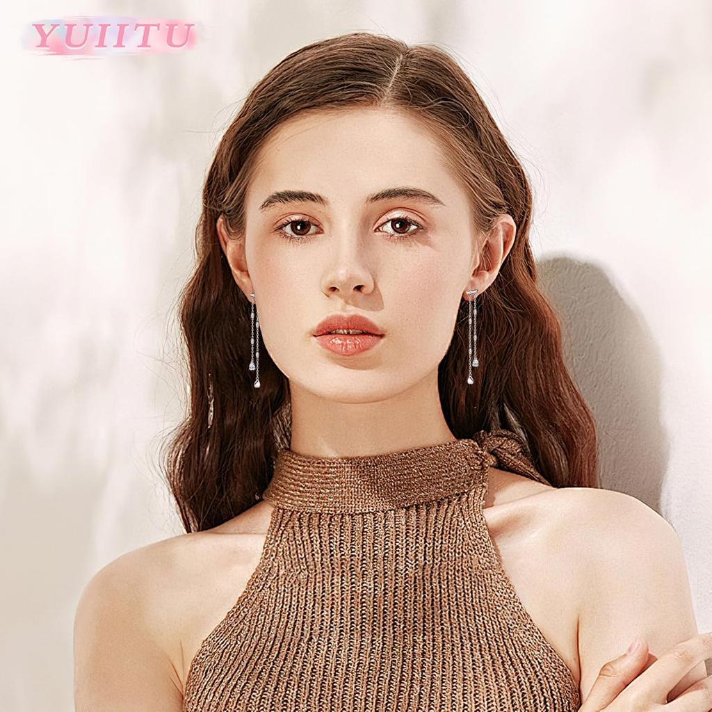 YUIITU Hochwertige 2 Schwingende Hypoallergene 18 Karat Gold Brachila Vergoldete Kirschblüte Für Weiße 1 Damen Ohrringe, Beliebte, Zirkonia, Reihen, Ohrringe,