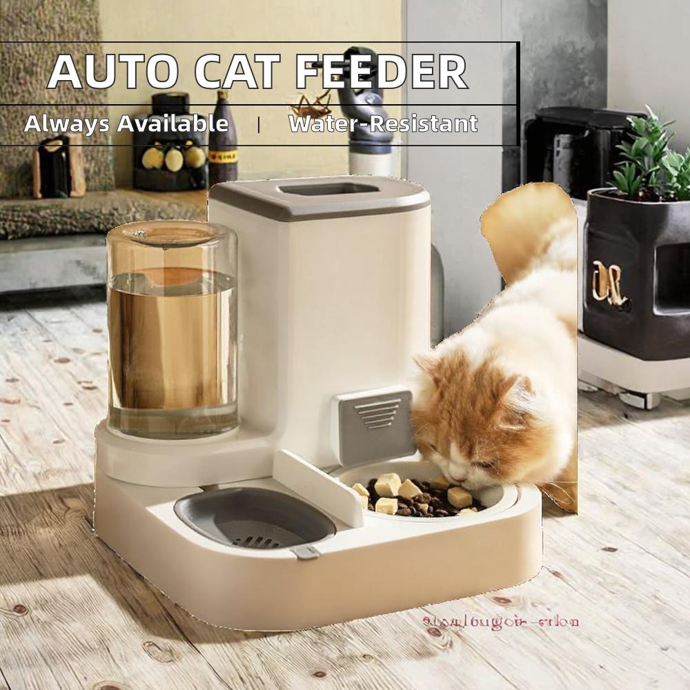 Modern Stylish Luxurious Automatic Pet Cat Feeder Water Dispenser Plastic Water Bottle Dog Food Bowl Auto Cat Supplies Bowl