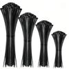 100 Black Nylon Cable Ties, High Tensile Strength, Uv Resistant, Fastening Loop Ties, Self-Locking, Suitable For Home And Office Wire Management